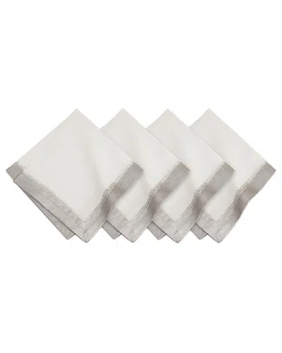 Villeroy & Boch Set Of 4 Metallic Brushstroke Napkins In White