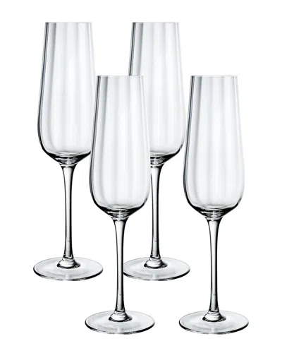 Villeroy & Boch Rose Garden Flute Glass, Set Of 4 In Clear