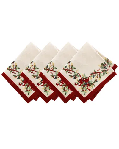 Villeroy & Boch Set Of 4 Winter Bows & Garland Napkins In Multi