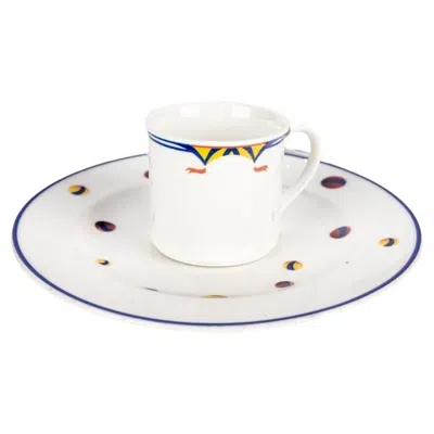 Pre-owned Villeroy & Boch Set Of 6  For Le Cirque Espresso Cup And Over-size Saucer In Gray
