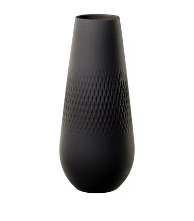 Villeroy & Boch Tall Collier Carre Vase In Black