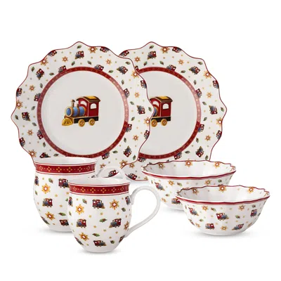 VILLEROY & BOCH TOY'S DELIGHT LOCOMOTIVE 6 PIECE BREAKFAST SET, SERVICE FOR 2