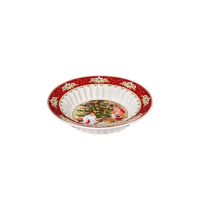 Villeroy & Boch Toy's Fantasy Christmas Small Bowl, Premium Porcelain, Festive Design In White,green,red,brown