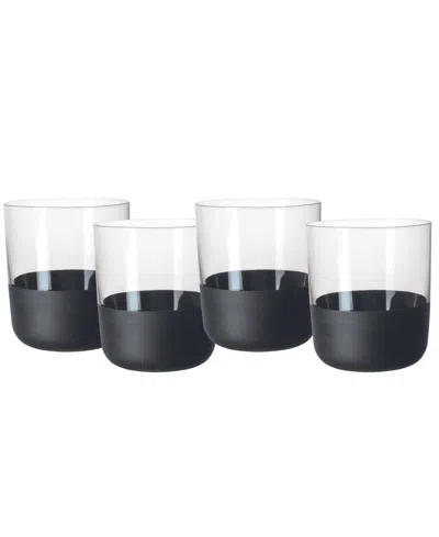 Villeroy & Boch Manufacture Rock Double Old Fashioned Glasses, Set Of 4 In Black