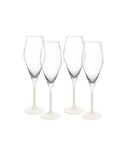 Villeroy & Boch Villeroy Boch Manufacture Rock Blanc Flutes Glasses, Set Of 4 In Neutral