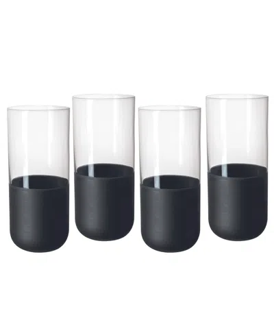 Villeroy & Boch Manufacture Rock Highball Glasses, Set Of 4 In Black