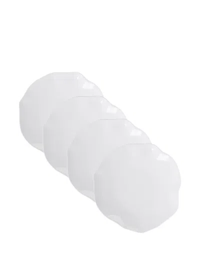 Villeroy & Boch Wavy-edge Plate Set (set Of Four) In White