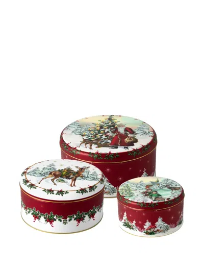 Villeroy & Boch Winter Collage Barattolo Trinket Box In Red