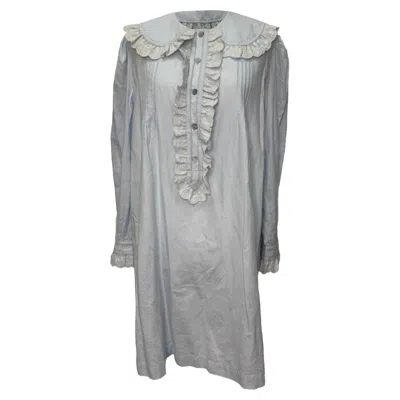 Pre-owned Vilshenko Baby Collared Midi Dress In Light Blue Cotton In Grey