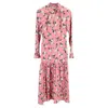 Vilshenko Floral Midi Dress In Pink Wool In Pink