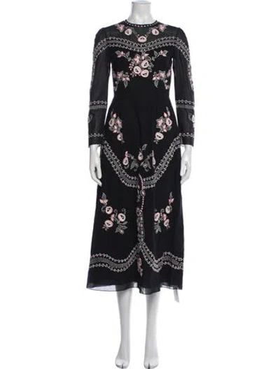 Pre-owned Vilshenko Floral Print Long Dress In Black