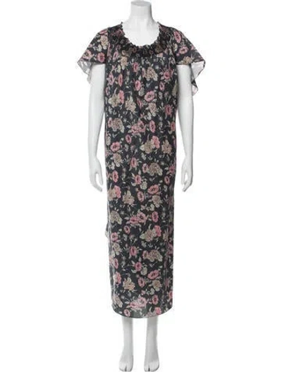 Pre-owned Vilshenko Floral Print Long Dress In Green