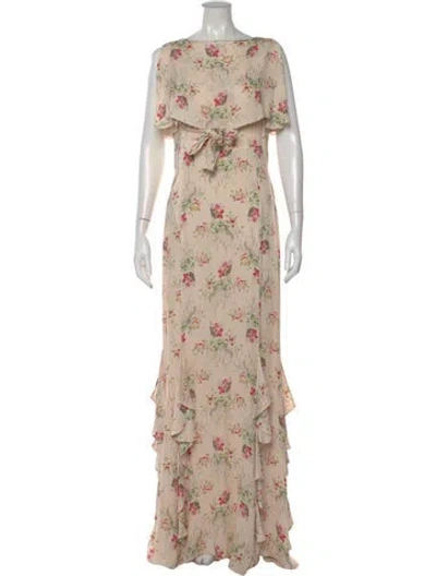 Pre-owned Vilshenko Floral Print Long Dress In Neutral