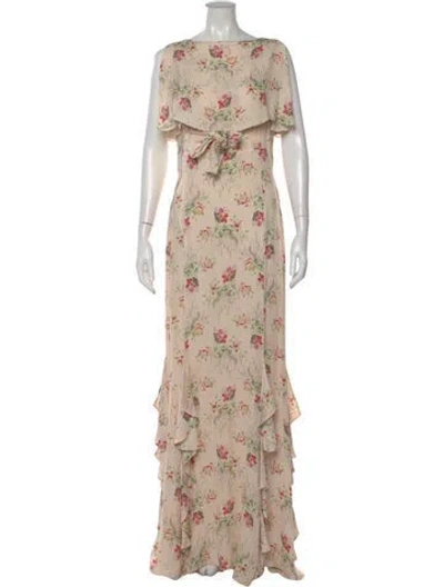 Pre-owned Vilshenko Floral Print Long Dress In Neutrals