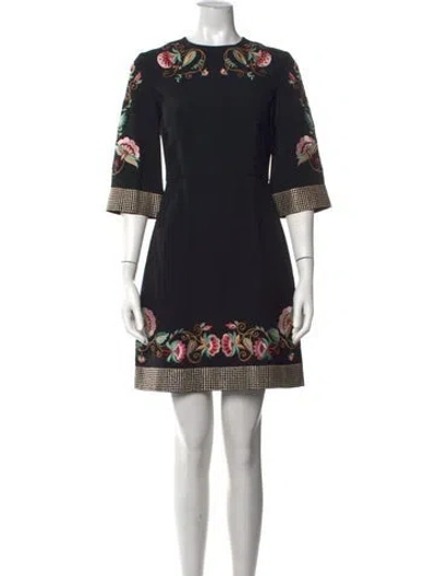 Pre-owned Vilshenko Floral Print Mini Dress In Black