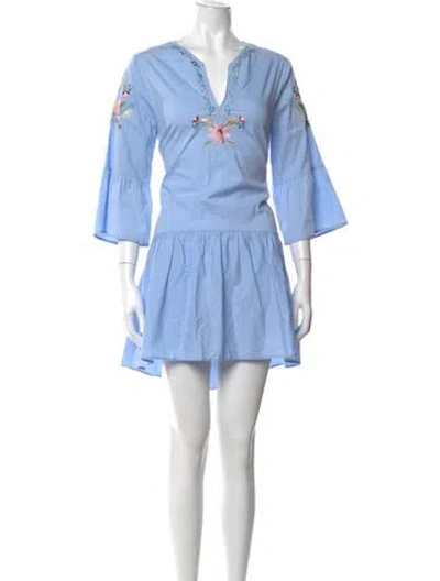 Pre-owned Vilshenko Floral Print Mini Dress In Blue