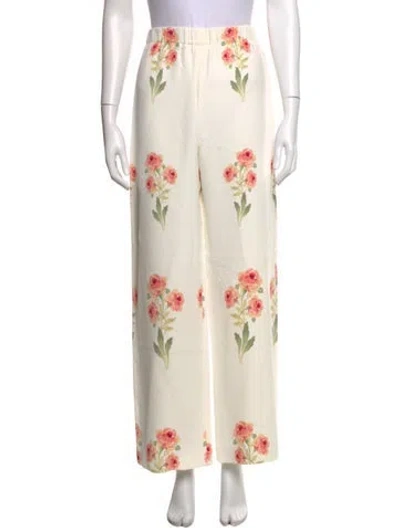 Pre-owned Vilshenko Floral Print Wide Leg Pants In Neutrals