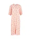 Vilshenko Floral Printed Midi Dress In Peach Silk In Orange