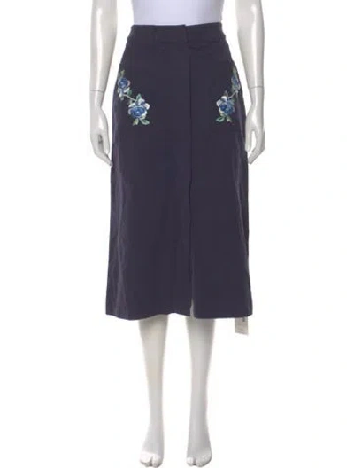 Pre-owned Vilshenko Graphic Print Midi Length Skirt In Blue