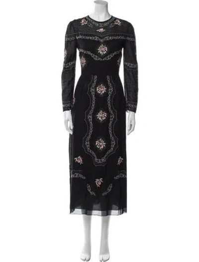 Pre-owned Vilshenko Lace Pattern Long Dress In Black