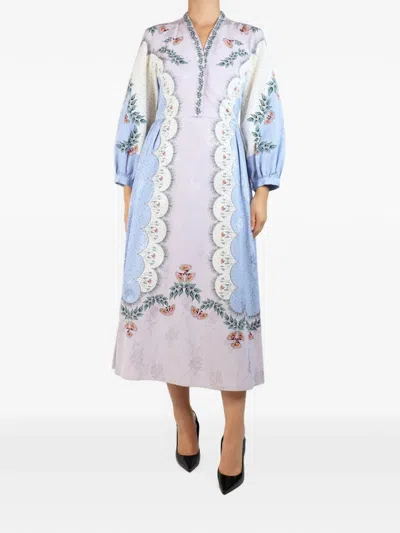 Pre-owned Vilshenko Maxi Floral-print Dress In Purple