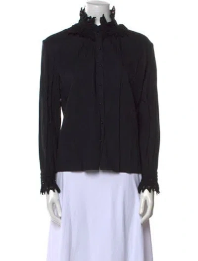 Pre-owned Vilshenko Mock Neck Long Sleeve Blouse In Black