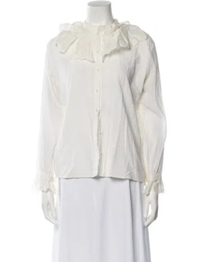 Pre-owned Vilshenko Mock Neck Long Sleeve Blouse In White