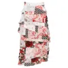 Vilshenko Patchwork Midi Asymmetrical Skirt In Multicolor Silk In Multi