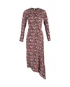Vilshenko Printed Asymmetric Dress In Burgundy Silk In Red