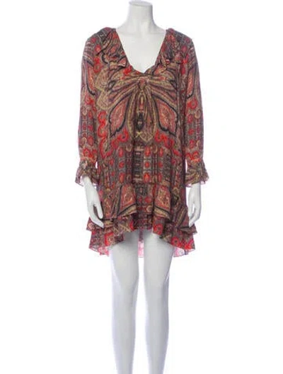 Pre-owned Vilshenko Printed Mini Dress In Red