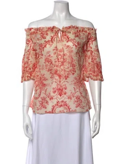 Pre-owned Vilshenko Silk Floral Print Blouse In Pink