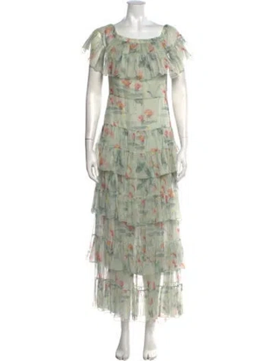Pre-owned Vilshenko Silk Long Dress In Green