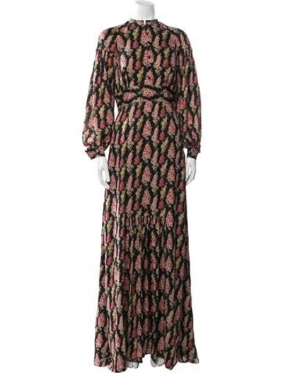 Pre-owned Vilshenko Silk Long Dress W/ Tags In Black/pink