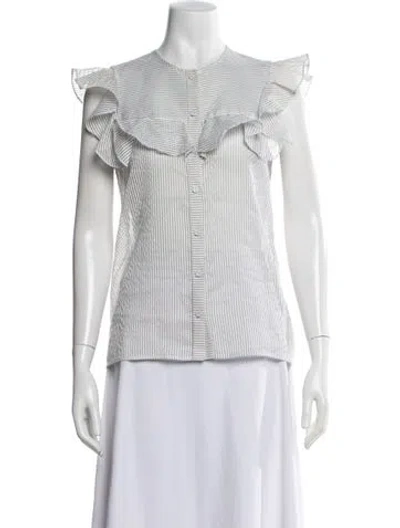 Pre-owned Vilshenko Striped Square Neckline Blouse In White