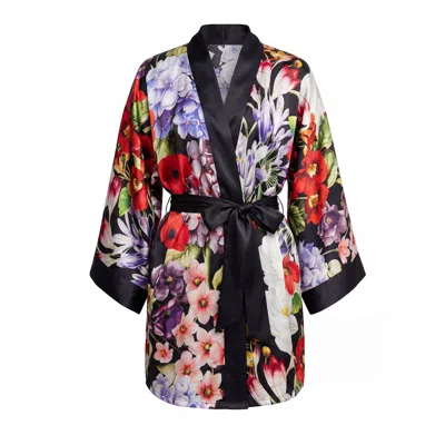 Vimissia Women's Wild Bloom Short Robe In Black
