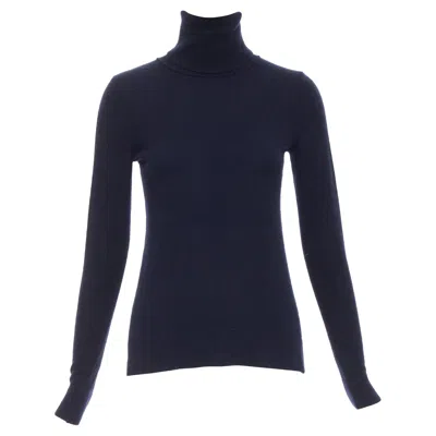 Pre-owned Vince 100% Cashmere Navy Long Sleeve Minimal Turtleneck Sweater Xxs In Blue