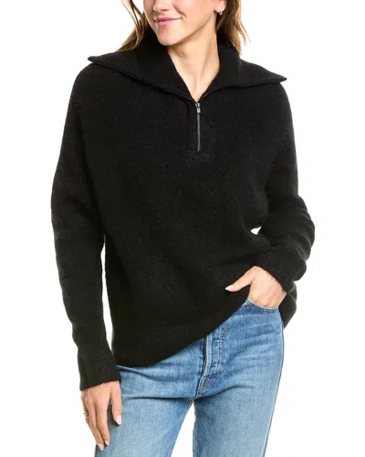 Vince 1/4-zip Alpaca-blend Sweater In Black