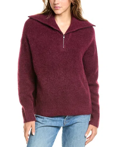 Vince 1/4-zip Alpaca-blend Sweater In Red