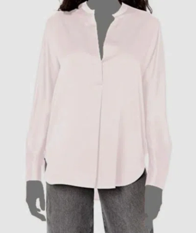 Pre-owned Vince $325 . Women's Pink Silk Satin Band Collar Long Sleeve Blouse Top Size L