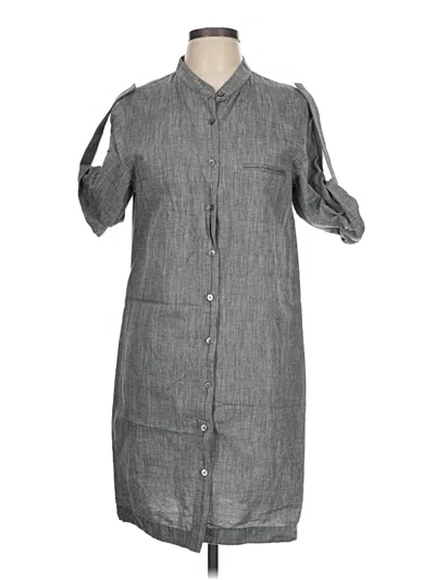 Pre-owned Vince 3/4 Sleeve Button Down Shirt In Gray