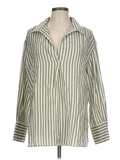 Pre-owned Vince 3/4 Sleeve Button Down Shirt In Green