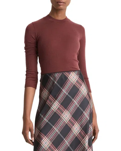 VINCE VINCE 3/4-SLEEVE HIGH NECK WOOL TOP