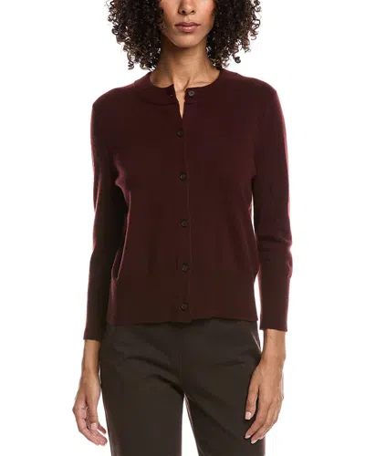 Vince 3/4-sleeve Shrunken Wool & Cashmere-blend Cardigan In Brown