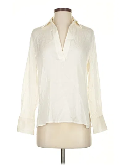 Pre-owned Vince 3/4 Sleeve Silk Top Ivory Plunge Neckline Tops In White