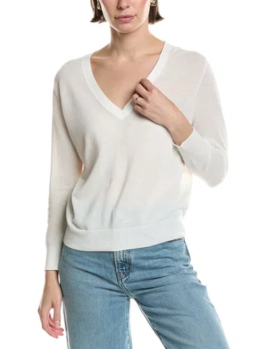 Vince Weekend V-neck Cashmere Sweater In White