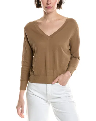 Vince 3/4-sleeve Sweater In Brown