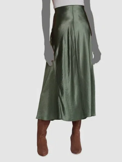 Pre-owned Vince $347  Women's Green Raw Edge Panelled A-line Satin Slip Skirt Size 0