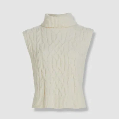 Pre-owned Vince $365  Womens White Twisted Cable Turtleneck Wool Sweater Tank Size M