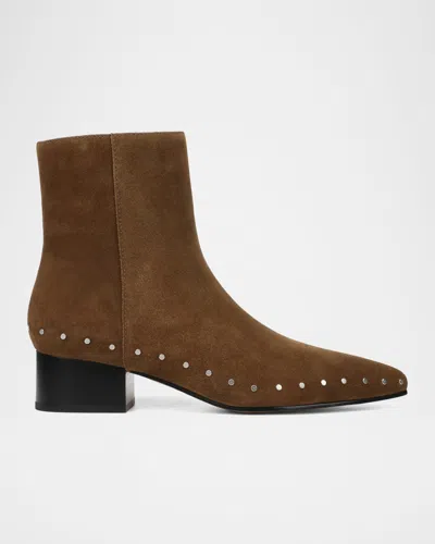 Vince 40mm August Studded Suede Ankle Boots In Blue