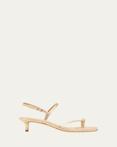 Vince 40mm Polli Metallic Leather Kitten-heel Sandals In Gold
